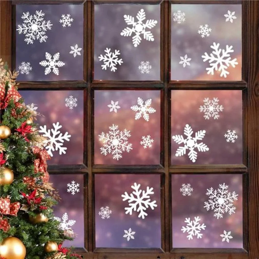 New‎ 135Pcs Snowflake Window Clings, Static Christmas Decals for Holiday Decor